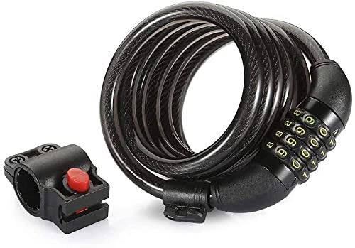 Bike Lock : MVKV Bike Lock Cable, 6-Feet Bike Cable Basic Self Coiling Resettable Combination Cable Bike Locks with Complimentary Mounting Bracket, 6 Feet x 1 / 2 Inch