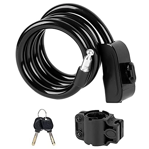 Bike Lock : MXBC 1.2m Bike Cable Lock Bicycle Lock Motorcycle Cycling Equipment for Outdoor Caring Personal Bicycle Supply Bike Chain Lock (Color : Black)