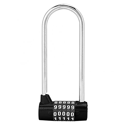 Bike Lock : MXBC Bike Chain Lock Zinc Alloy Bike U-Shape Lock Combination Digit Password Code Door Lock Extra Long Cabinet Door Padlock for Gym School (Color : Black)