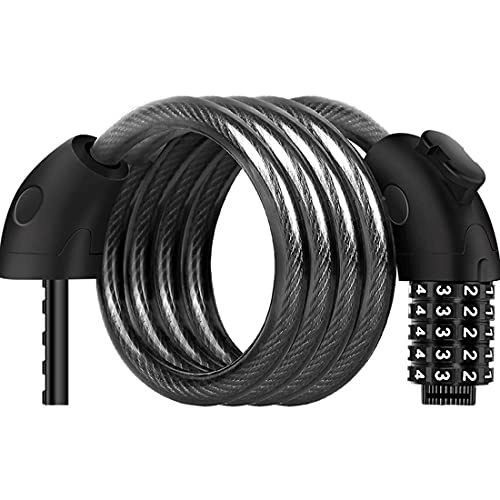 Bike Lock : MXSXN Bike Lock with LED Light, 125CM Bike Lock Cable Basic Self Coiling Resettable Combination 4 Digit Bike Cable Locks with Complimentary Mounting Bracket, A
