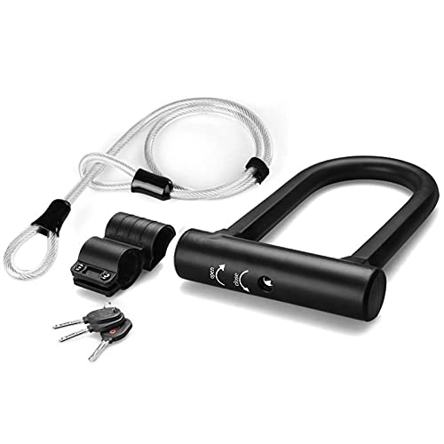 Bike Lock : N / B Bike U Lock, Heavy Duty High Security D Shackle Bike Lock，with 4ft / 1.2m Steel Flex Cable，Rugged and Safe, for Bicycles, Motorcycles, and Electric Vehicles