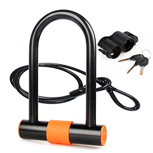 Bike Lock : NA Bicycle Lock, Heavy Duty High Security D Shackle Bike Lock With Steel Flex Cable And Sturdy Mounting Bracket For Bikes, Motorbikes