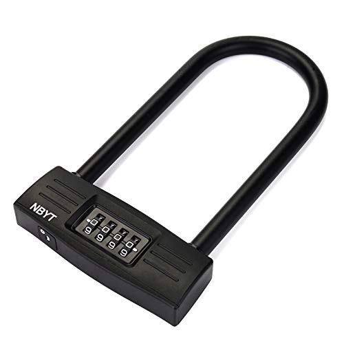 Bike Lock : NBYT 4 Digit Resettable Combination Bike U Lock / D Lock for Bikes / Glass Door Lock, 14mm Shackle for Heavy Duty Protection Long Bicycle Padlock