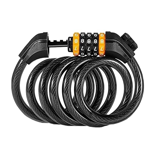 Bike Lock : New Upgrade Bicycle Password Lock Portable MTB Code Padlock Scooter Security Anti-Theft Steel Cable Chain Wheel Bike Accessories (Color : 5 Code 150cm)