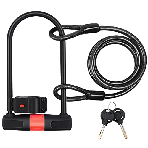 Bike Lock : Newthinking Heavy Duty Combination Bike U Lock, Anti-Theft Bicycle D Lock with 2 Keys and 1.2M Safety Cable for Bicycle, Mountain Bike and Motorcycle