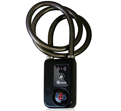 Bike Lock : Nulock Keyless Bluetooth Bike / Motorcycle / Gate Lock IP44 Splash-proof Cycling Lock with 110db Alarm, 0.38" Diameter 31-inch Braided Steel Cable