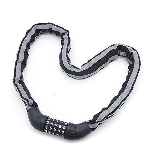 Bike Lock : NUZAMAS Combination Bicycle Chain Lock, Cable Locks High Security 5 Digit Resettable Combination Bike, Scooter, Grills Lock with Reflective Chain Cover