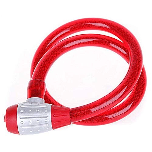Bike Lock : Ofgcfbvxd Firm Bicycle Cable Locks Bike Safety Tool with 2 keys 2cm in Diameter for Bicycle or Motorcycle (Color : Red, Size : One Size)