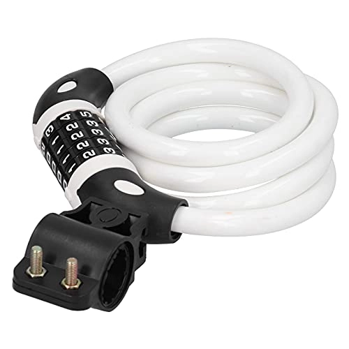 Bike Lock : OFUNGO Cable Network Cable，Bike 5‑Digit Combination Lock, Strong Cutting Resistance Anti‑theft Bicycle Password Lock for Sports Equipment for Lock Cars (Color : White)