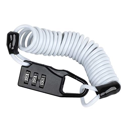 Bike Lock : OIUYT Bicycle lock, Bicycle Lock 3 Combination Lock Motorcycle Bike Steel Bicycle Lock Portable Waterproof Cycling Elements (Color : Gray) (White a)