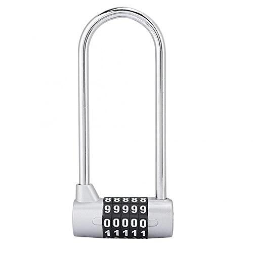 Bike Lock : OIUYT Bicycle lock, Bike Chain Lock Zinc Alloy Bike U-Shape Lock Combination Password Code Door Lock Extra Long Cabinet Door Padlock for Gym School (Color : Red) (Silver)