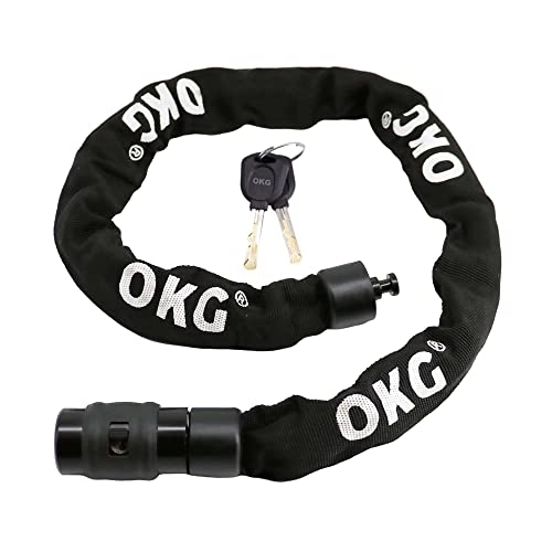 Bike Lock : OKG NVSMART Integrated Bike Chain Locks, 3-Foot Length, 1 / 4 inch Thick Cut Proof Square Hardened Alloy Steel Anti-Theft Chain Locks for Bike, Scooter, Trailer, Gate, Fence, Grill, Black