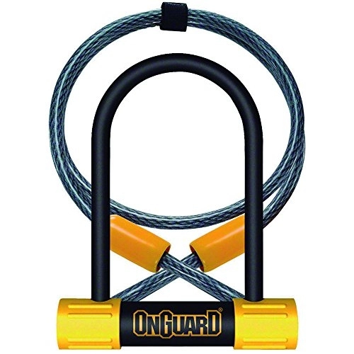 Bike Lock : ONGUARD 45008015M Bulldog Medium DT W / 4' Loop Cable (3.55" X 6.90") Bicycle Lock, Black / Yellow, 3.55" X 6.90