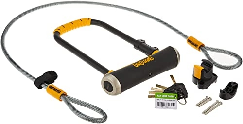 Bike Lock : OnGuard 8005 Pitbull DT U-Lock with 4-Inch Cinch Loop Cable , Black, 4.53 x 9.06-Inch