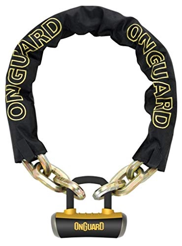 Bike Lock : ONGUARD 8016 Beast Chain with Shackle Lock, Black, 110 x 3 x 4 cm