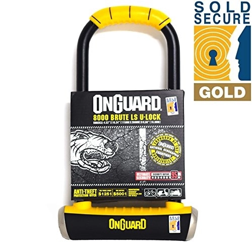 Bike Lock : ONGUARD Brute LS 8000 Long Shackle Bike U-Lock (Sold Secure Gold)