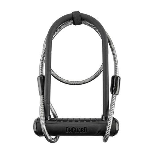 Bike Lock : Onguard Neon 8154 U-Lock Standard Shackle with Cable, Black, 4.5 x 9