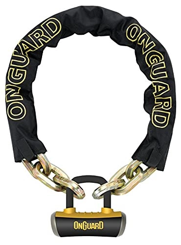 Bike Lock : ONGUARD Unisex_Adult Beast Chain with Shackle Lock, Black, 180 x 3 x 4 cm