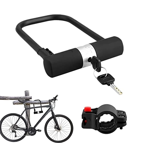 Bike Lock : Orogoo Bike U Lock with Key - Portable Heavy-Duty Mountain Bike Anti-Theft Lock | Rugged and Durable Folding Bicycle Dead Lock