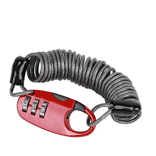 Bike Lock : Oshamsviatm bicycle lock Bicycle Lock Anti-theft Mini Helmet Lock Motorcycle Cycling Scooter Combination Password Safety Cable Lock-White lock Bike Lock (Color : Red lock)