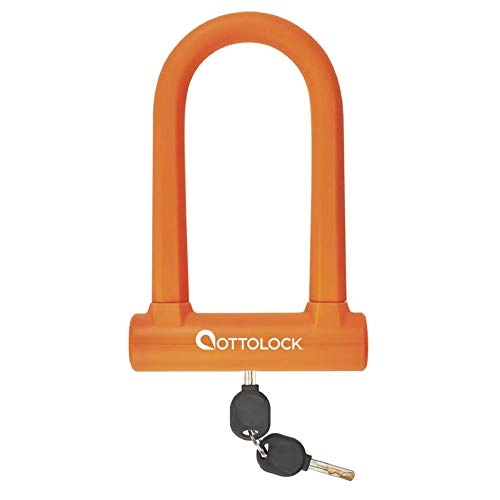 Bike Lock : OTTOLOCK OTTLOCK SIDEKICK Compact U-Lock bicycle lock | Size 7 cm x 14.5 cm | Weighs only 750 grams | silicone coated Orange