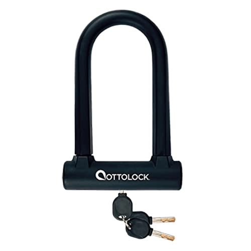 Bike Lock : OTTOLOCK OTTLOCK SIDEKICK Compact U-Lock bicycle lock | Size 7 cm x 14.5 cm | Weighs only 750 grams | silicone coated Schwarz