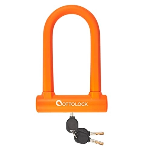 Bike Lock : OTTOLOCK SIDEKICK Compact U-Lock bicycle lock 7 cm x 14.5 cm, weighs only 750 grams and is silicone-coated Orange