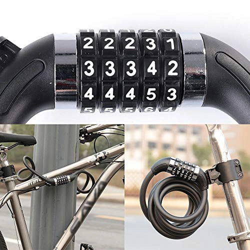 Bike Lock : OurLeeme Bike Cable Lock, 1.8m Anti-Theft Steel Wire Heavy Duty Cycling Chain Locks for Bicycle Scooter (Combination Lock)