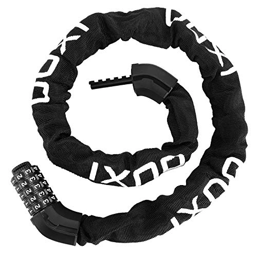 Bike Lock : OUXI Bike Lock, 8mm Bike Chain Lock 5-Digit Resettable Combination Anti-Theft Bicycle Chain Lock for Bicycle Motorcycle Scooter and More (Black)