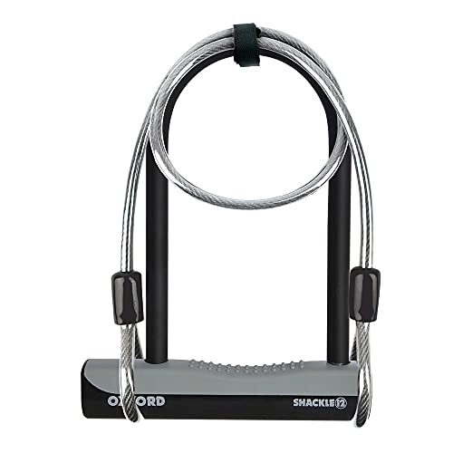 Bike Lock : Oxford Shackle 12 Duo Cycling U-Lock - 310mm x 190mm & 1.2m Lockmate Cable / Secure Key Bicycle Cycle Bike High Security Secure Tough Hardened Steel Shackle Anti Theft Accessories D-Lock