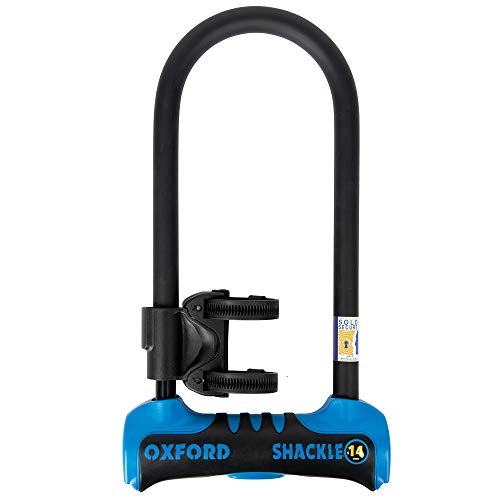 Bike Lock : Oxford Shackle 14 Sold Secure Gold U-Lock - Black / Blue, 26cm x 17.7cm / Bicycle Solid Steel Heavy Duty Metal Security Bike Lock Strong Tough Anti Theft Cycling Cycle Locking Protective Accessories City