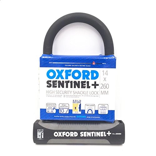 Bike Lock : Oxford Unisex Adult Sentinel Plus U-lock 14mm X 260mm - Black, 14mm x 260mm