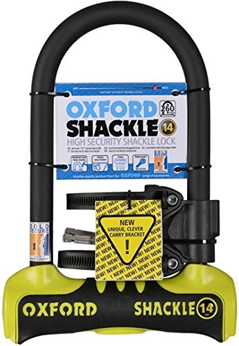 Bike Lock : Oxford Unisex's Shackle 14 U-Lock, Yellow, 260 mm x 177 mm
