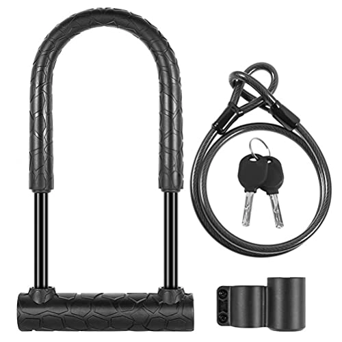 Bike Lock : Oyria Anti-theft Bike U Lock, heavy-duty bicycle lock, 4ft Length Security Cable with Sturdy Mounting Bracket and 2 Keys, for MTB, Road Bikes, Motorcycle, 11.42×6.3 in