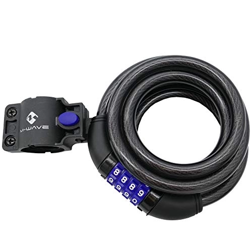 Bike Lock : P4B | Spiral Cable Lock for Your Bicycle | with 4 Number Discs | Personally Adjustable Security Code | Length = Approx. 1, 800 mm | in Grey / Smoke