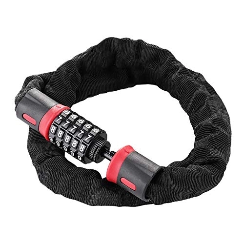 Bike Lock : PPLAS Bicycle Lock Cable 5 Digital Heavy Duty Bike Combination Chain Padlock Security Outdoor Anti-Theft Lock Motorcycle Cycling (Color : Red)