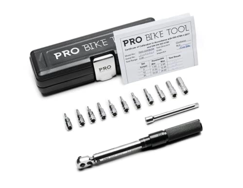 Bike Lock : PRO BIKE TOOL 1 / 4 Inch Drive Click Torque Wrench Set – 2 to 20 Nm – Bicycle Maintenance Kit for Road & Mountain Bikes - Includes Allen & Torx Sockets, Extension Bar & Storage Box (Silver)