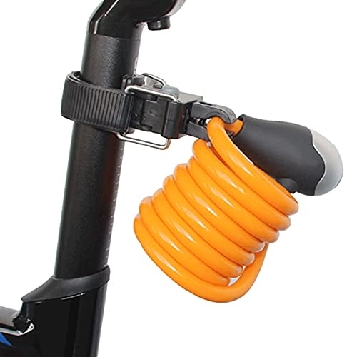 Bike Lock : PURRL Bike Lock, Bike Locks Cable Lock Coiled Secure Keys Bike Cable Lock with Mounting Bracket, Diameter10mm (Color : Orange, Size : 150cm-10mm) little surprise