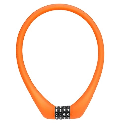 Bike Lock : PURRL Security Bicycle Lock, 4-Digit Lock, Anti-Theft Lock Thickened Steel Cable, Resettable Password at Will, Road Bike and Mountain Bike Lock (Color : Orange, Size : 600mm-12mm) little surprise