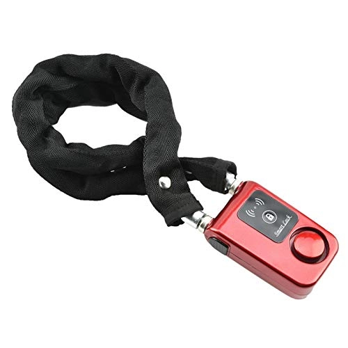 Bike Lock : Pwshymi Chain Lock Durable Red Smartphone Control for All Bikes Motorcycles Door with Alarm