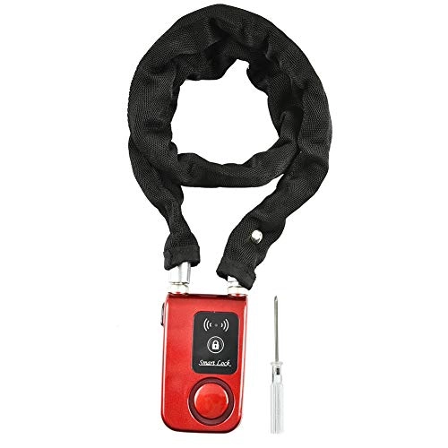 Bike Lock : Pwshymi Chain Lock Smartphone Control Waterproof Red Safety Durable for All Bikes Motorcycles Door