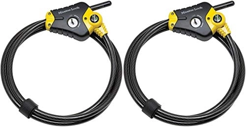 Bike Lock : Python Adjustable Locking Cable , Black and Yellow , 6' x 3 / 8 diameter(2-Pack)