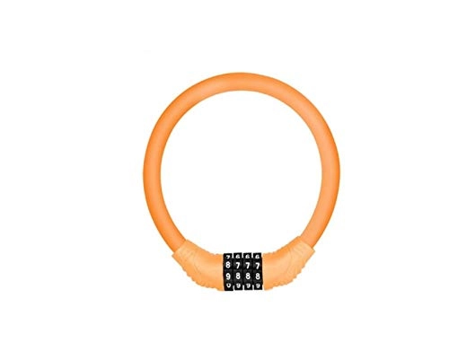Bike Lock : qjbh1 Bicycle Safety 4 Digit Password Password Bicycle Bicycle Steel Cable Chain Lock With Anti-theft Password (Color : Orange)