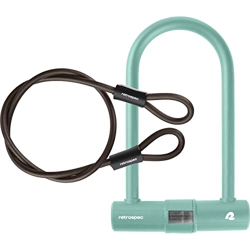 Bike Lock : Retrospec Lookout U-Lock Bike Lock with 4Ft Security Cable, Heavy Duty Anti-Theft Bicycle Lock with 14mm Shackle, Pick Resistant & Secure Anti-Rotation Design