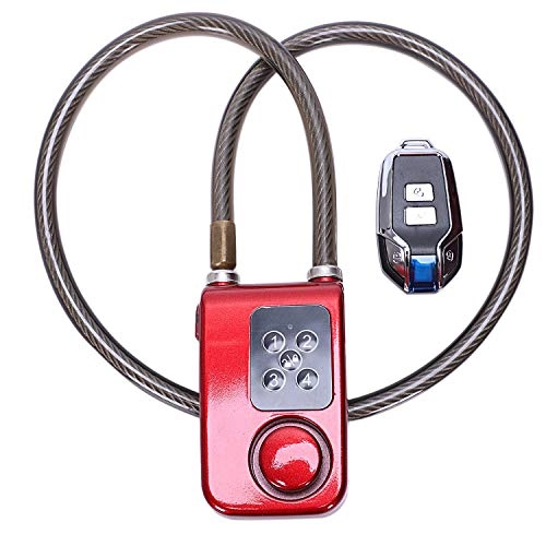 Bike Lock : RETYLY Y787R Bike Lock Anti-Theft Security Remote Control Alarm Lock 4-Digit Led(Red)