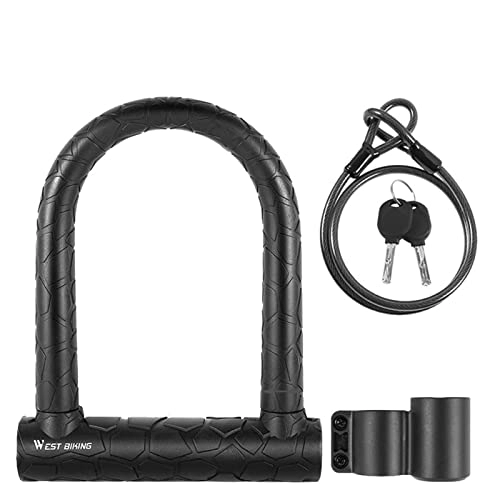 Bike Lock : Road Bicycle Lock Anti-Theft Lock Bike Cable U Lock with 2 Keys Motorcycle Scooter MTB Security Cycling Accessories (Color : 057 Widen Pattern)