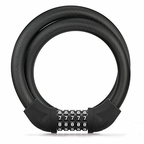 Bike Lock : ROCKBROS Bike Lock Cable Combination Bike Lock 5 Digit Resettable Bicycle Cable Lock for Road Mountain Bike Motorcycle Scooters