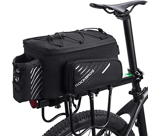 Bike Lock : ROCKBROS Bike Pannier Bag Rear Seat Trunk Bag Bicycle Rack Rear Carrier Bag Commuter Shelf Bag Large Capacity Luggage Bag Multifunction with Rain Cover 9-12L