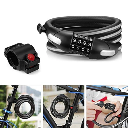 Bike Lock : RONGJJ Gate Bike Lock, Strong Security Pick-resistant Bicycle Chain Lock, No Keys Required, Open with Password, 4 Digit Resettable Number Security