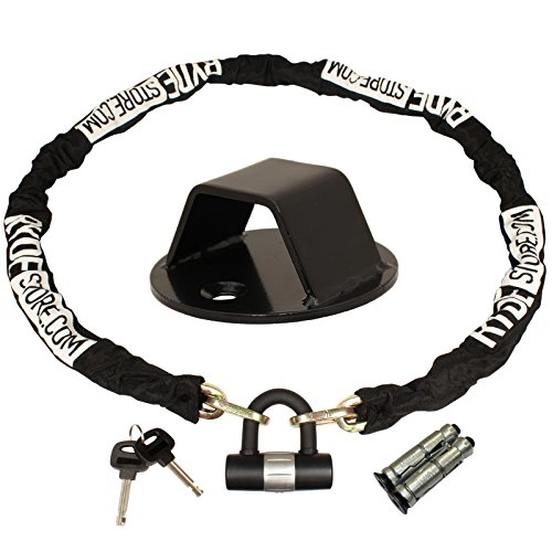 Bike Lock : Ryde 1.8m Heavy Duty Motorcycle Chain and D Lock with Black Ground Anchor
